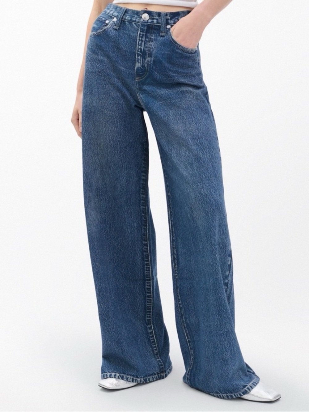 Rag & Bone Miramar Sofie Wide-Leg Pants Sweatpant Jeans in Almeda Blue 23